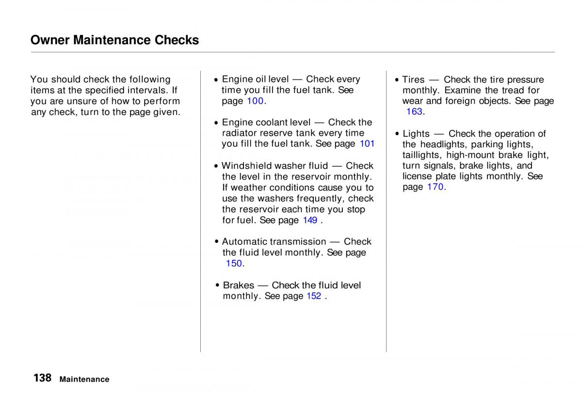 Honda CR V owners manual / page 138