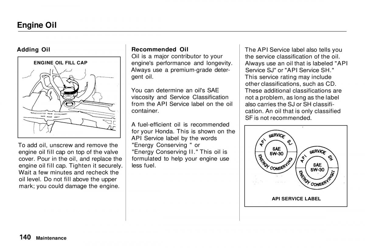 Honda CR V owners manual / page 140