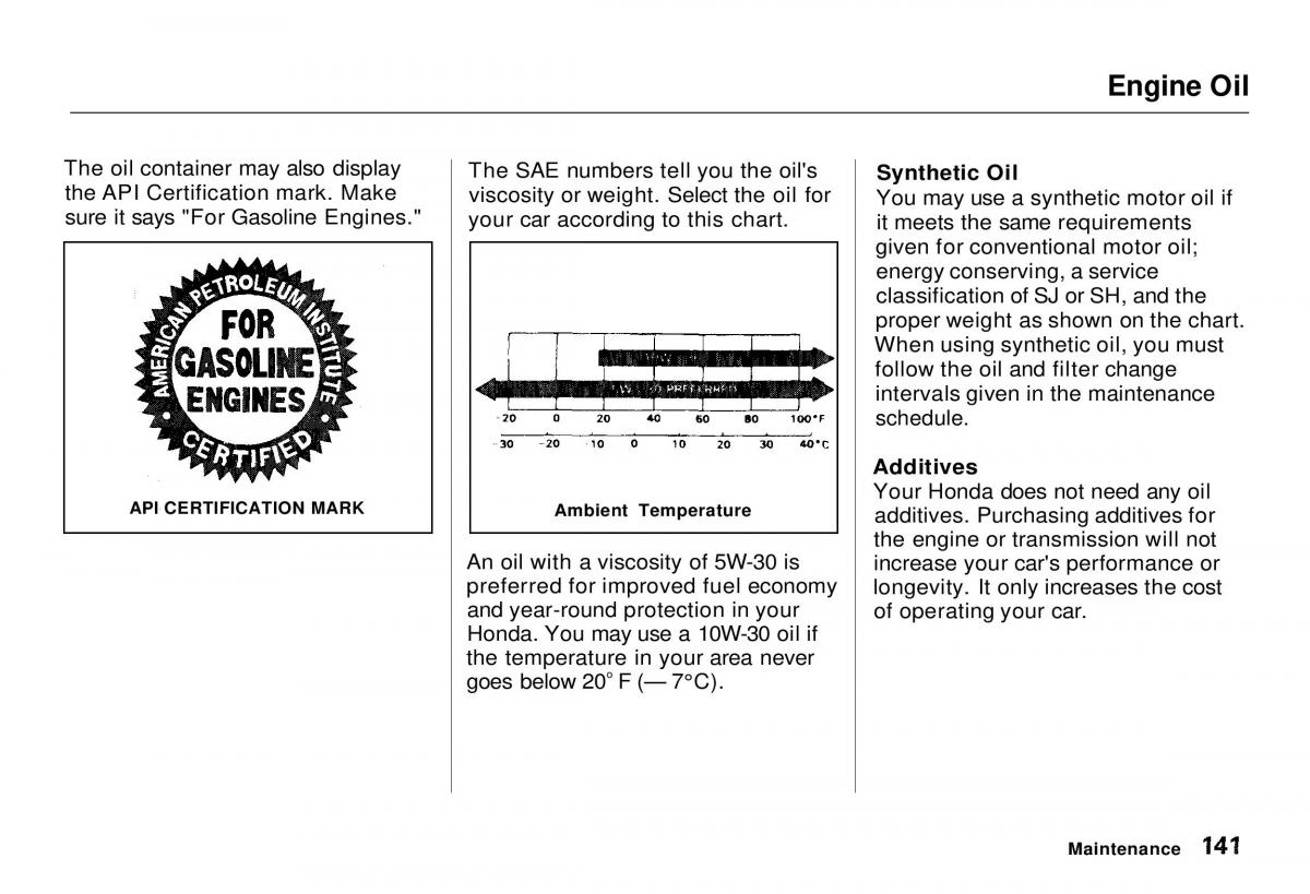 Honda CR V owners manual / page 141