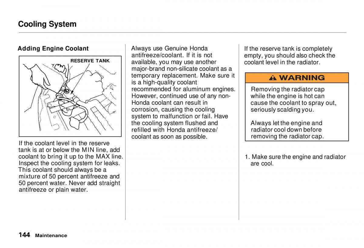 Honda CR V owners manual / page 144