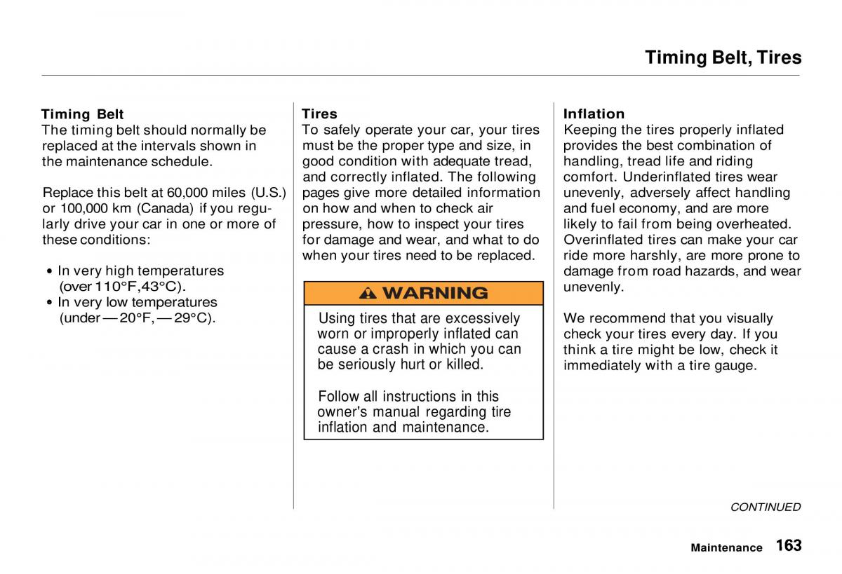 Honda CR V owners manual / page 163