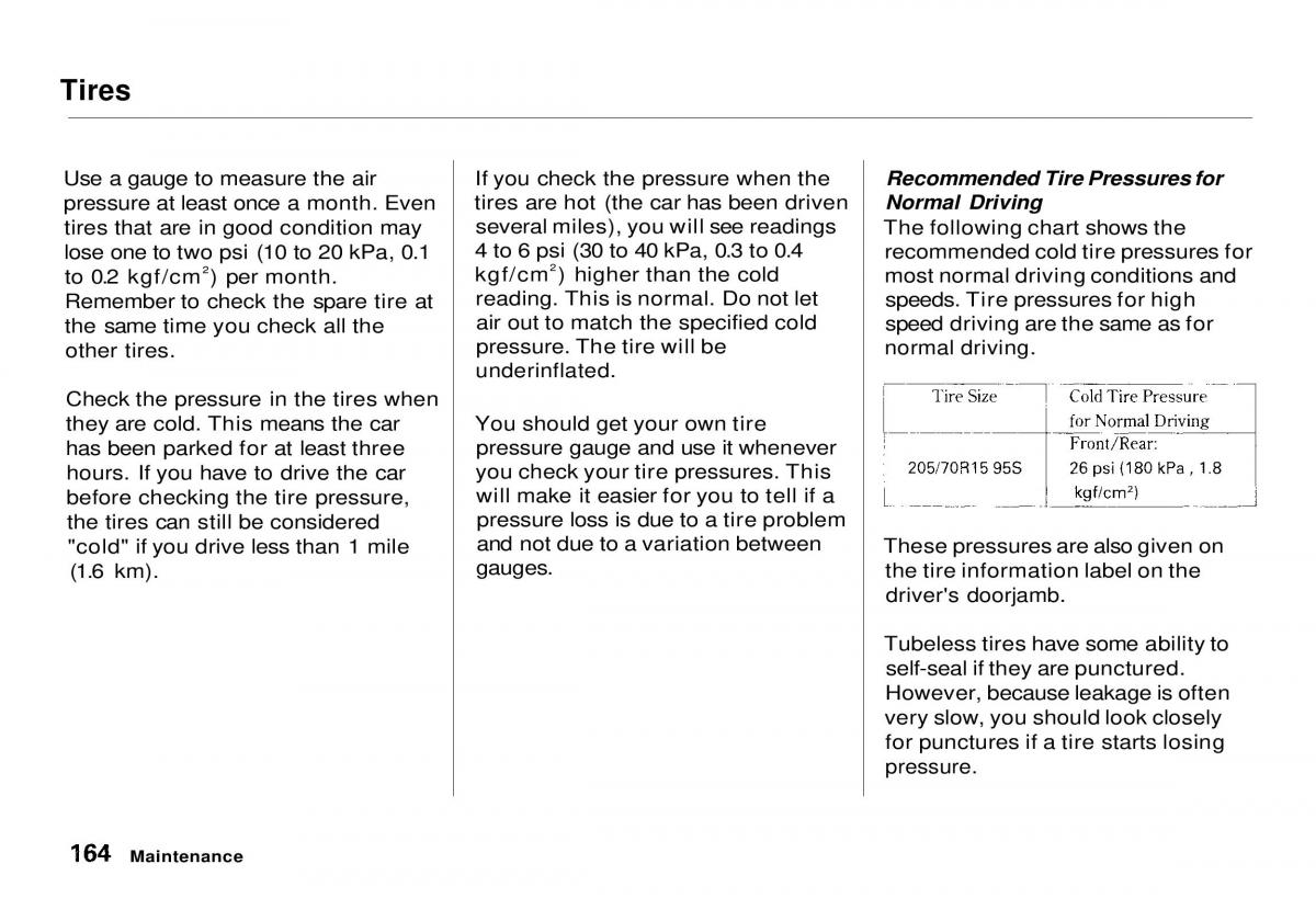 Honda CR V owners manual / page 164