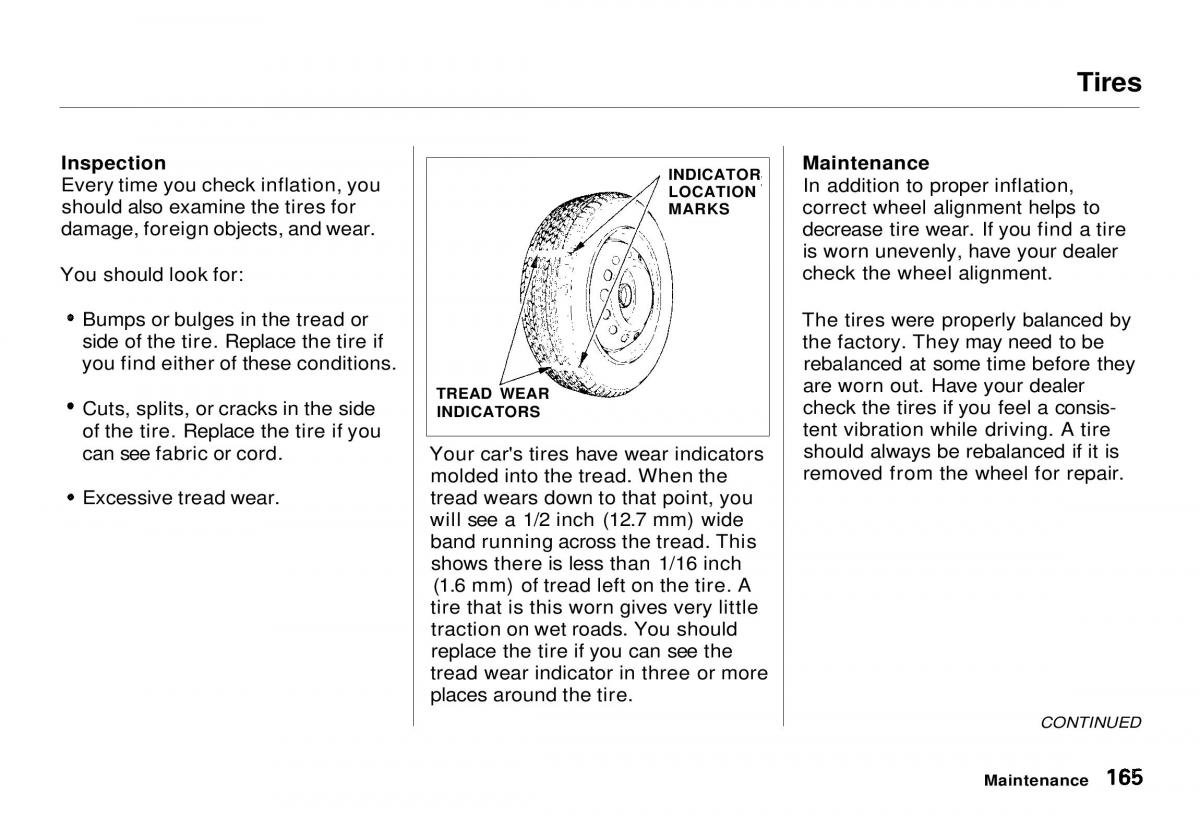 Honda CR V owners manual / page 165