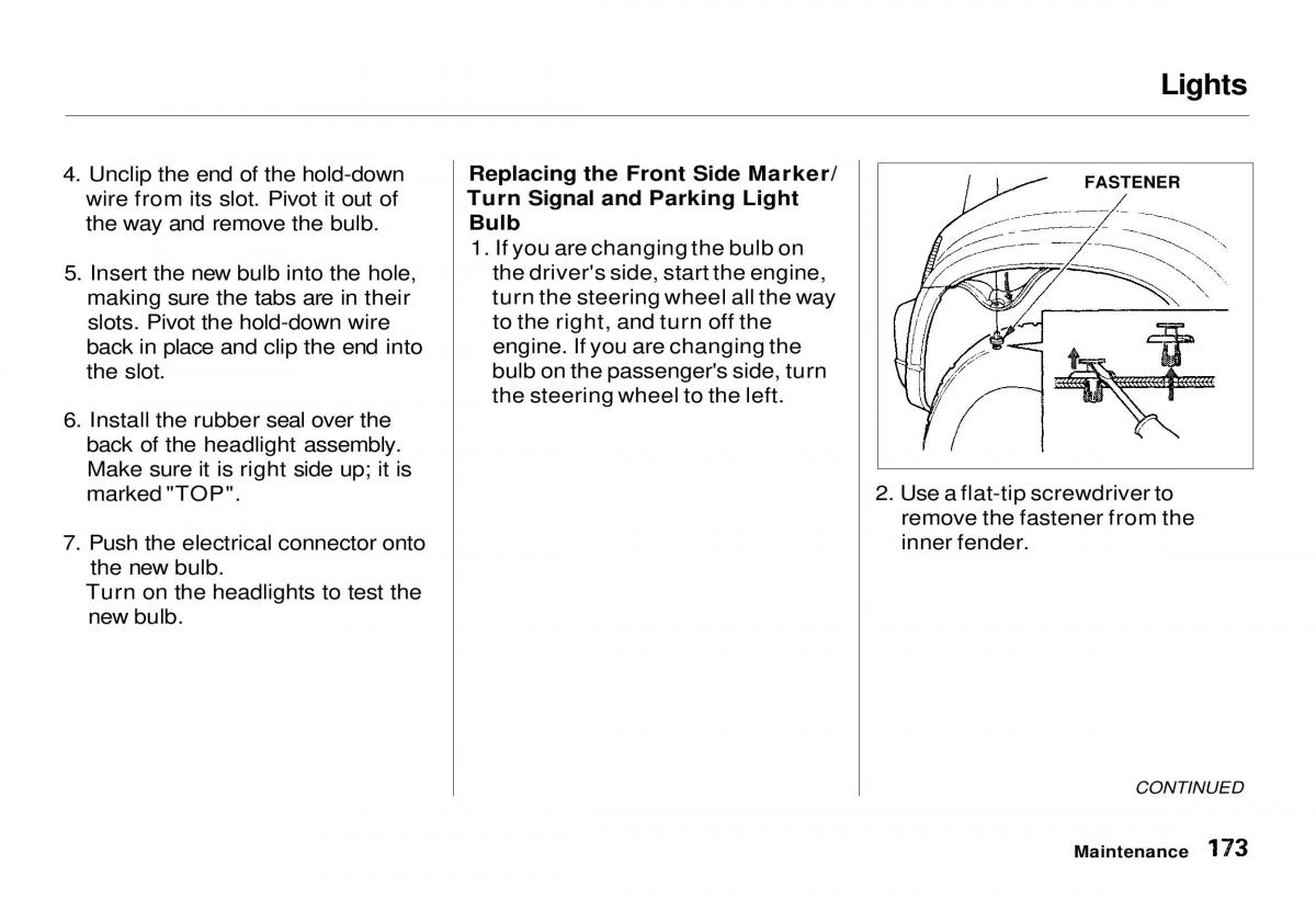 Honda CR V owners manual / page 173