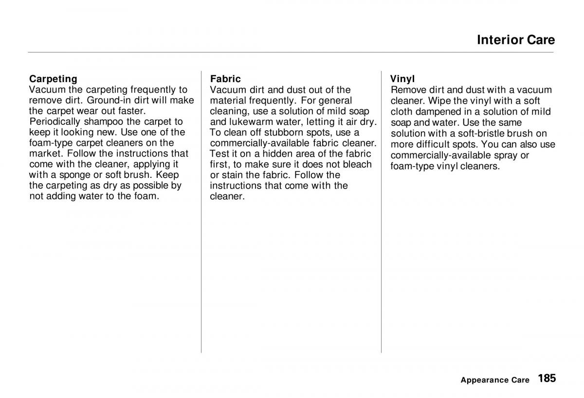 Honda CR V owners manual / page 184