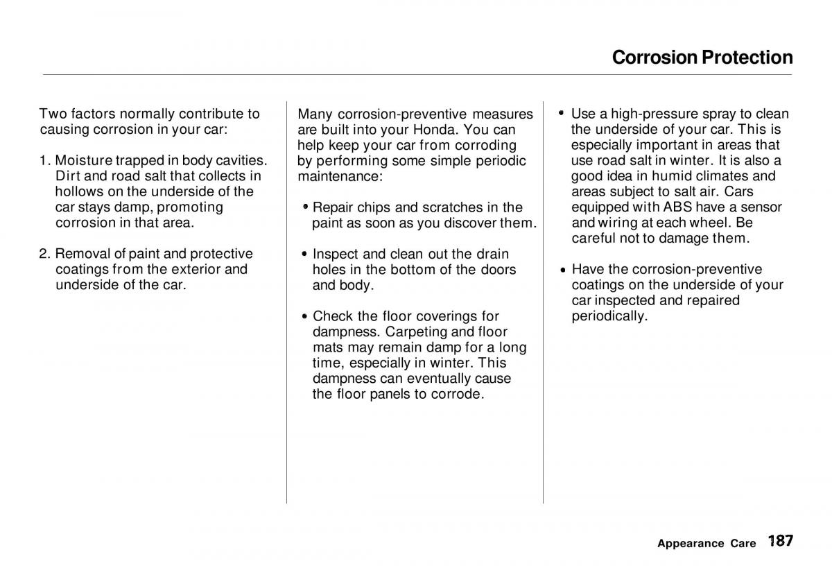 Honda CR V owners manual / page 186