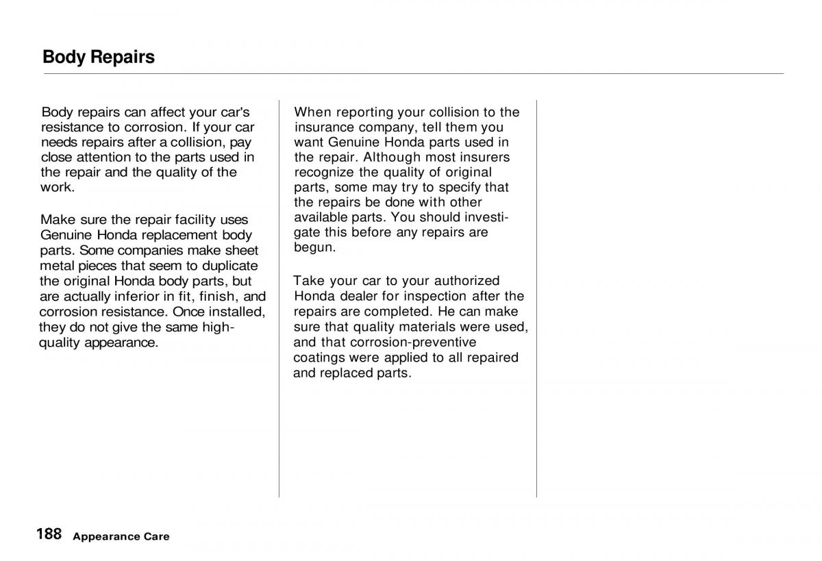 Honda CR V owners manual / page 187