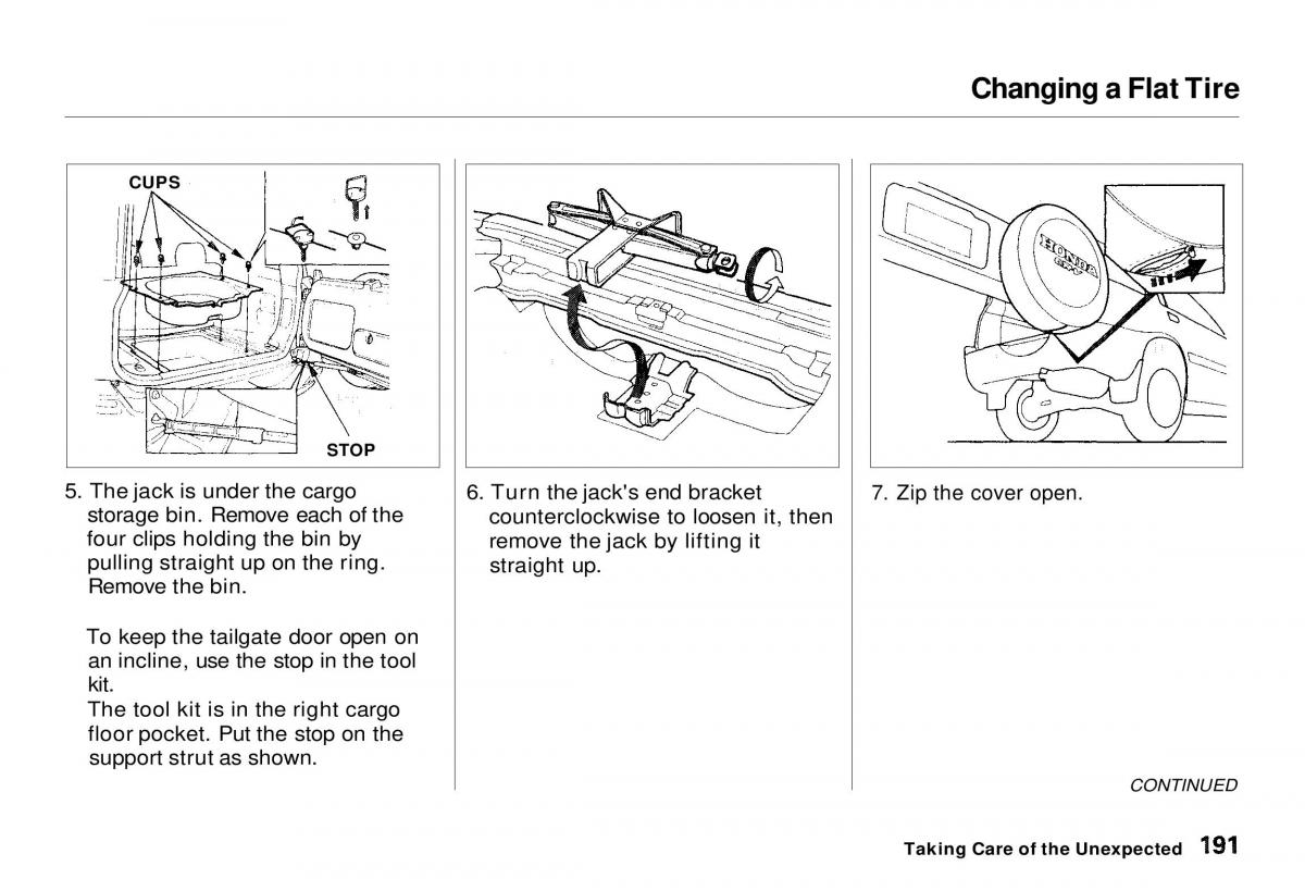 Honda CR V owners manual / page 190