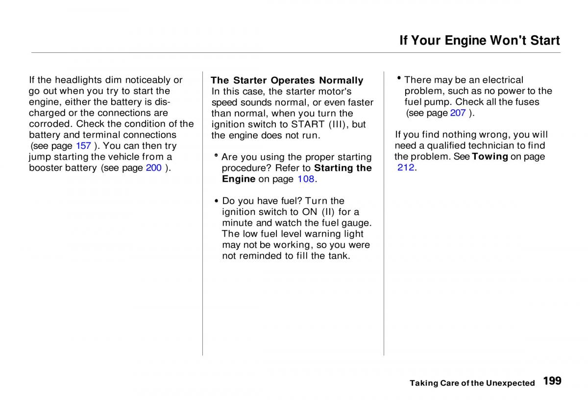 Honda CR V owners manual / page 198