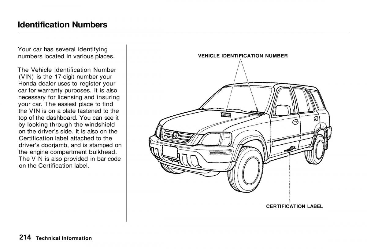 Honda CR V owners manual / page 213