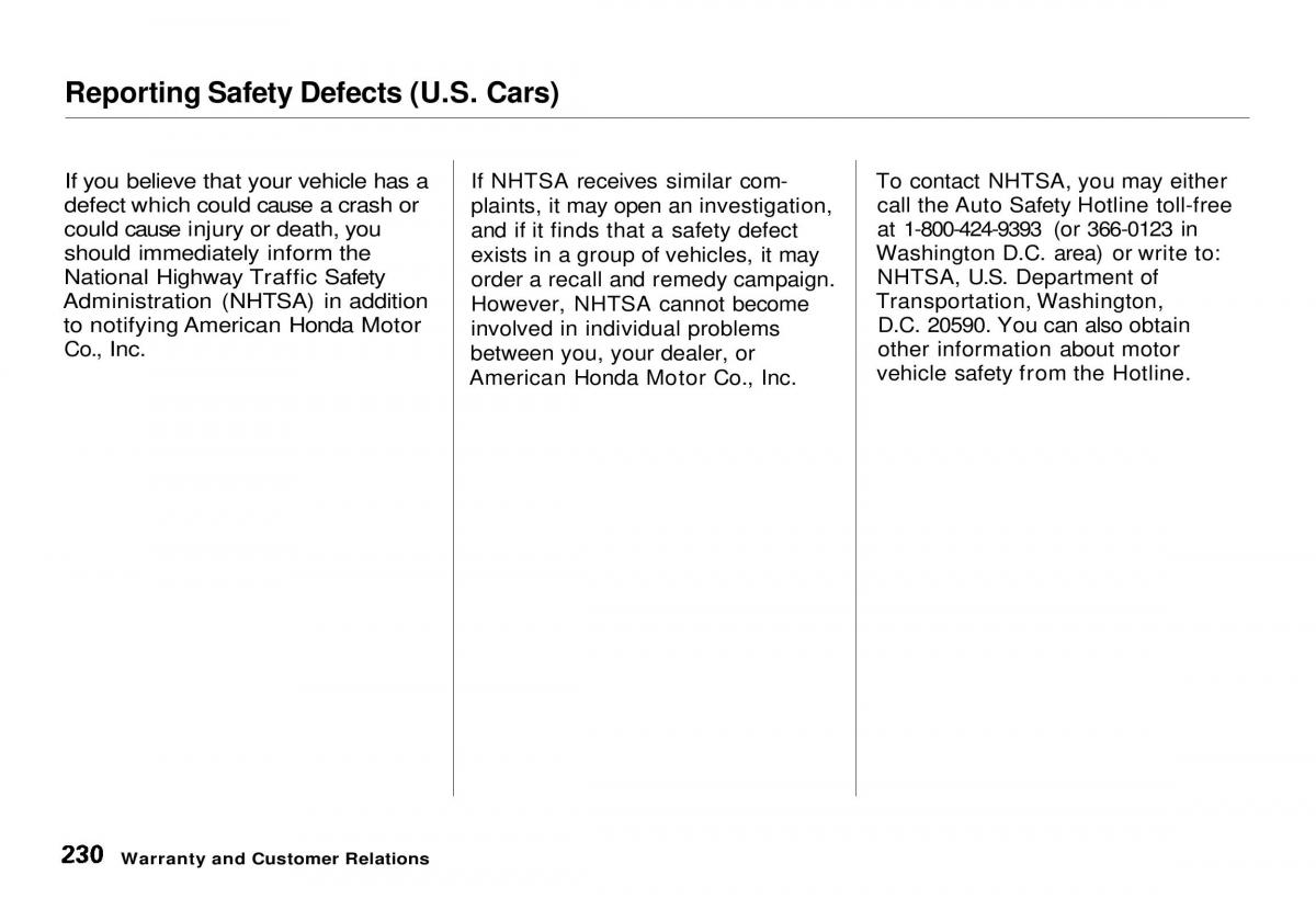 Honda CR V owners manual / page 228