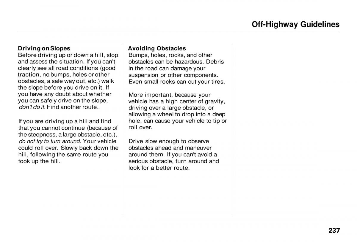 Honda CR V owners manual / page 235