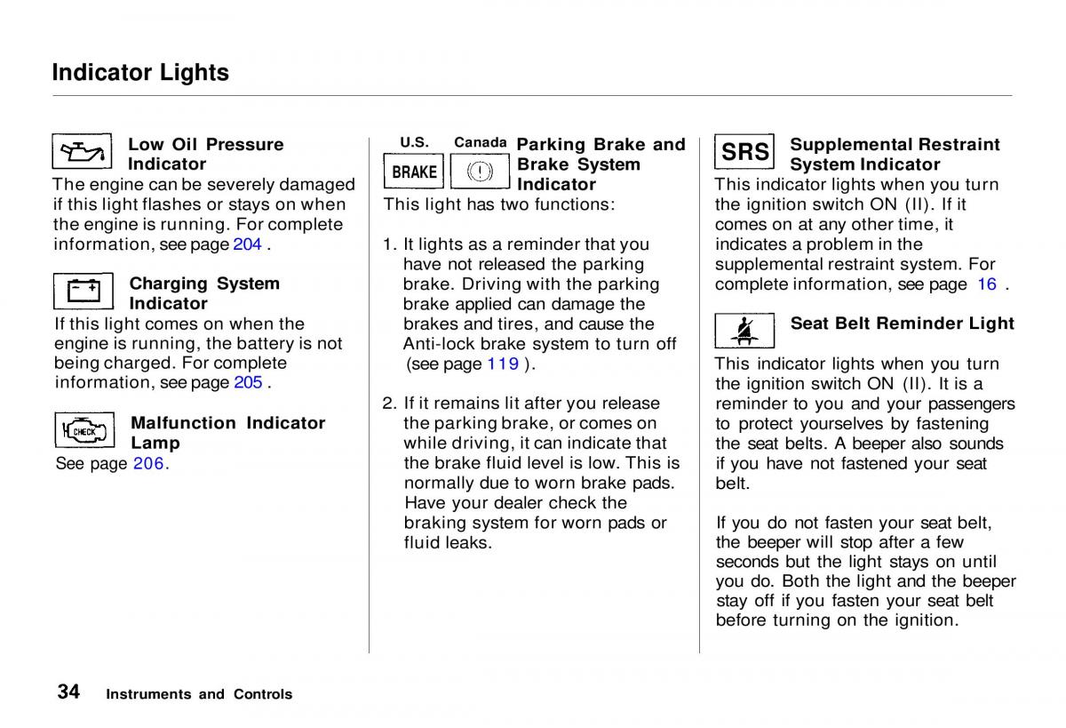 Honda CR V owners manual / page 35