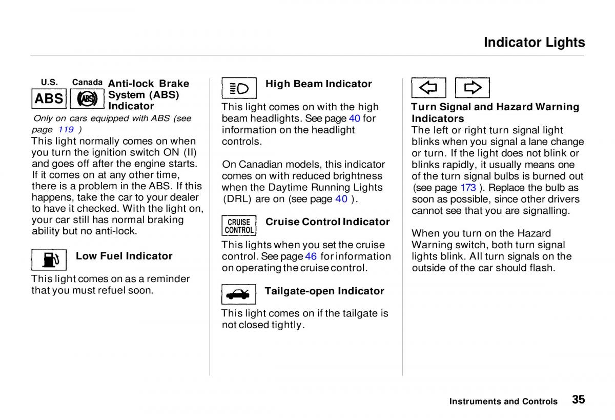 Honda CR V owners manual / page 36