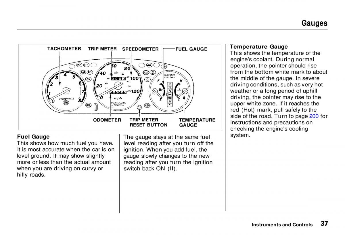 Honda CR V owners manual / page 38