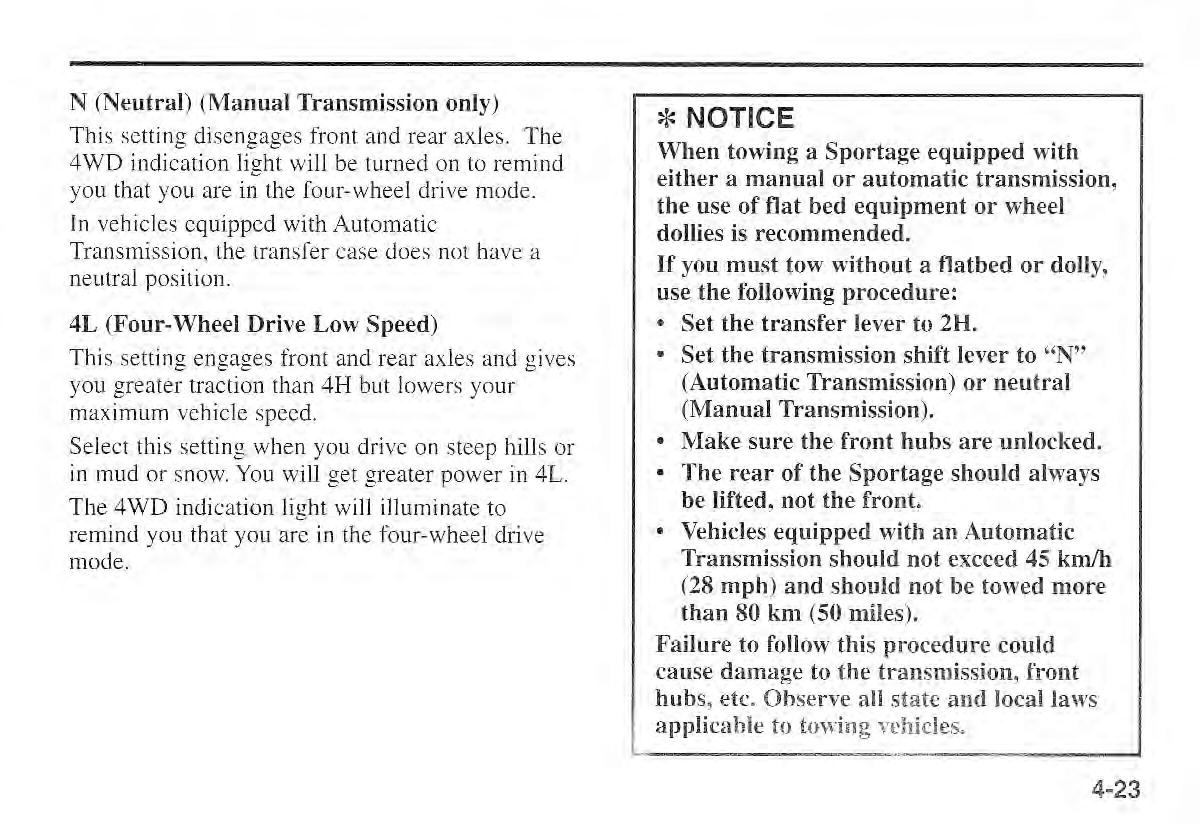 Kia Sportage I 1 owners manual / page 94