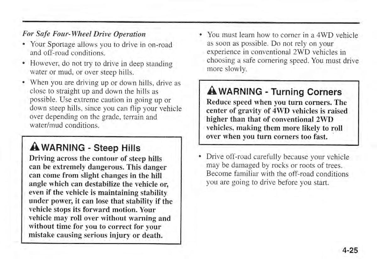 Kia Sportage I 1 owners manual / page 96