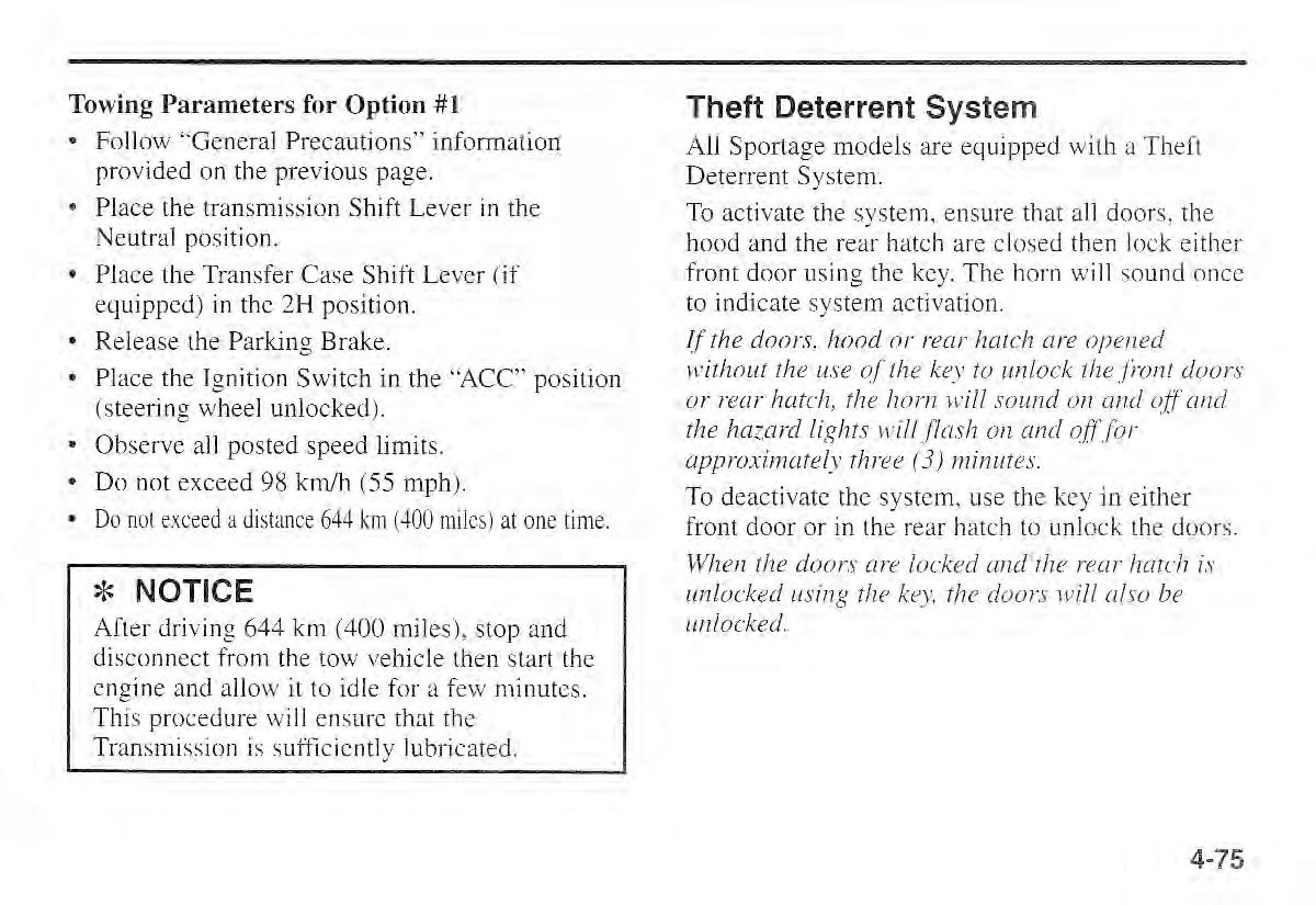 Kia Sportage I 1 owners manual / page 137