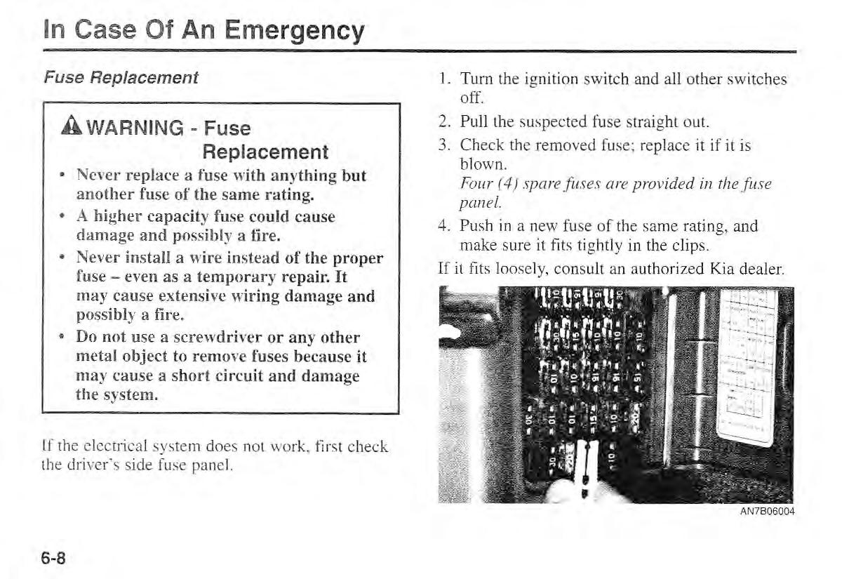 Kia Sportage I 1 owners manual / page 189