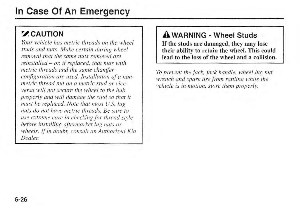 Kia Sportage I 1 owners manual / page 207