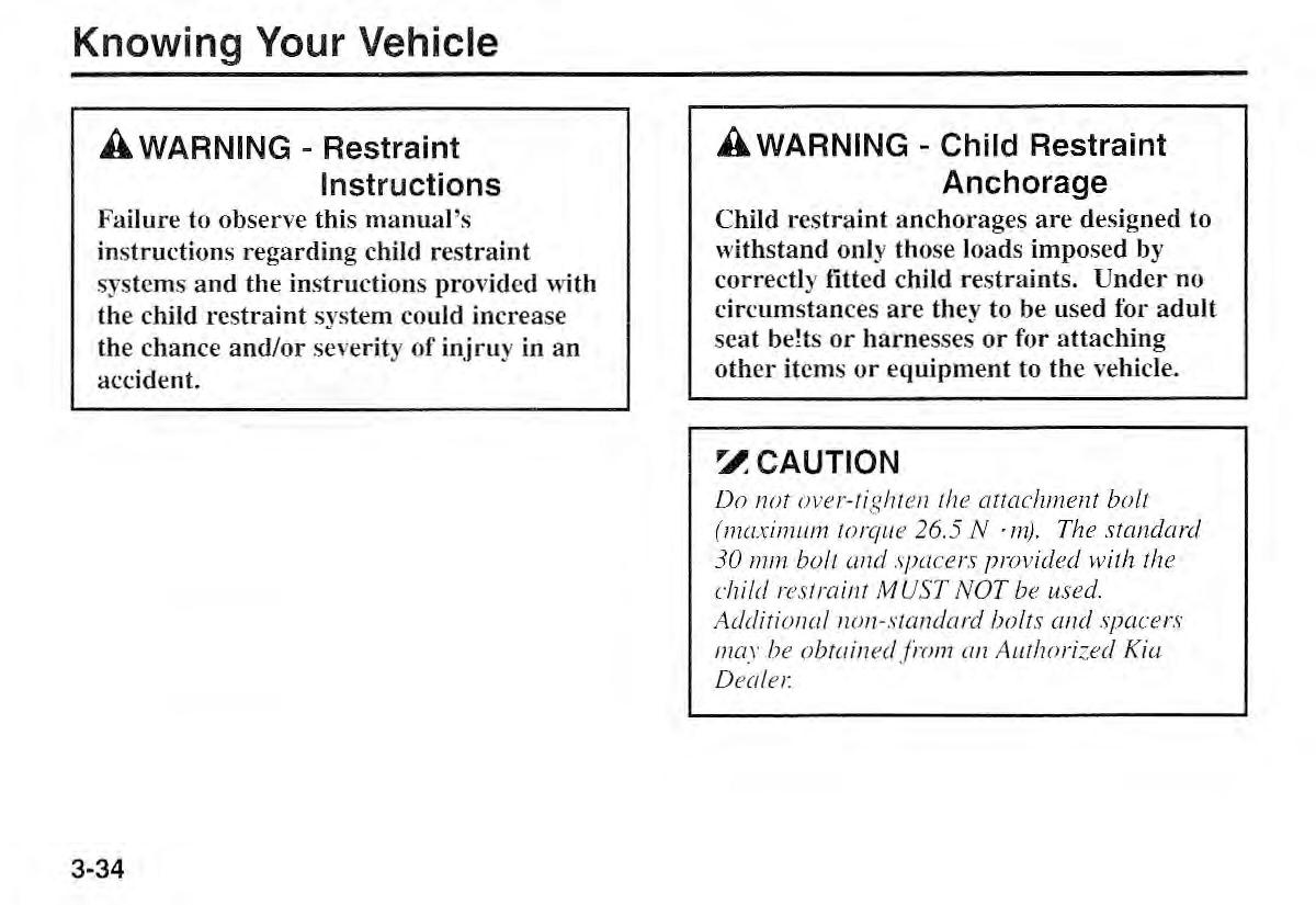 Kia Sportage I 1 owners manual / page 44