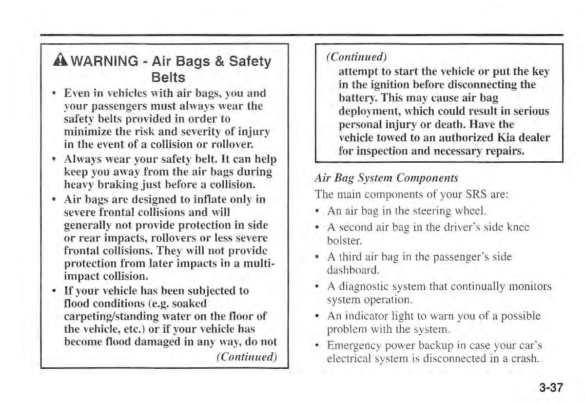 Kia Sportage I 1 owners manual / page 47