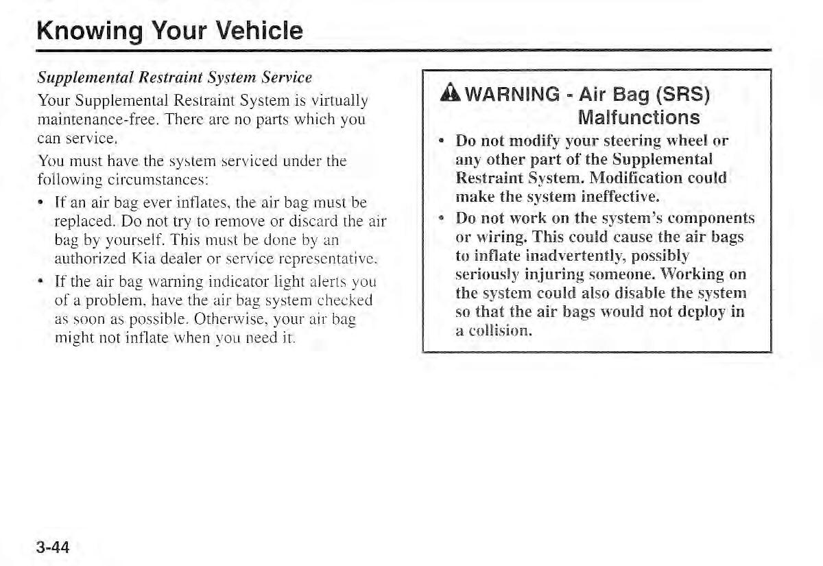 Kia Sportage I 1 owners manual / page 54