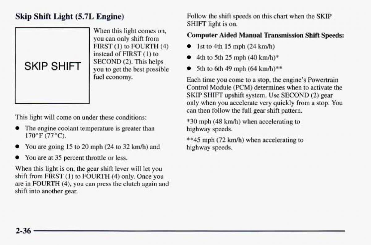 Chevrolet Camaro IV 4 owners manual / page 86