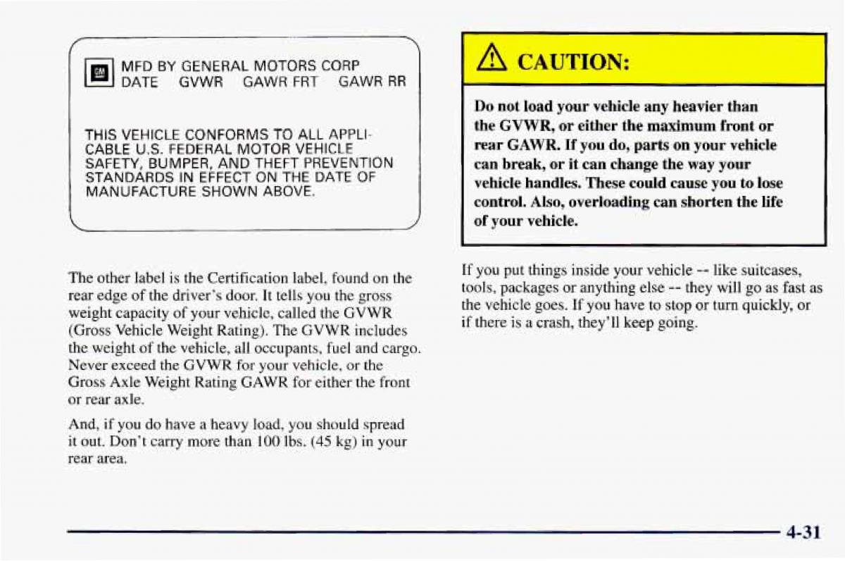 Chevrolet Camaro IV 4 owners manual / page 195