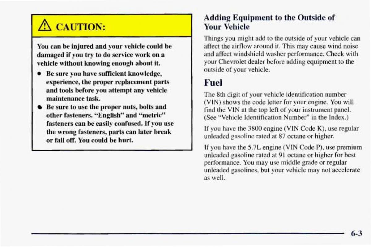 Chevrolet Camaro IV 4 owners manual / page 249