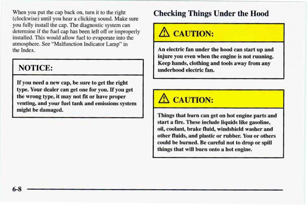 Chevrolet Camaro IV 4 owners manual / page 254