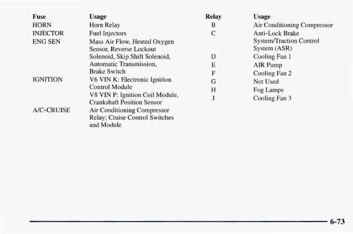 Chevrolet Camaro IV 4 owners manual / page 319