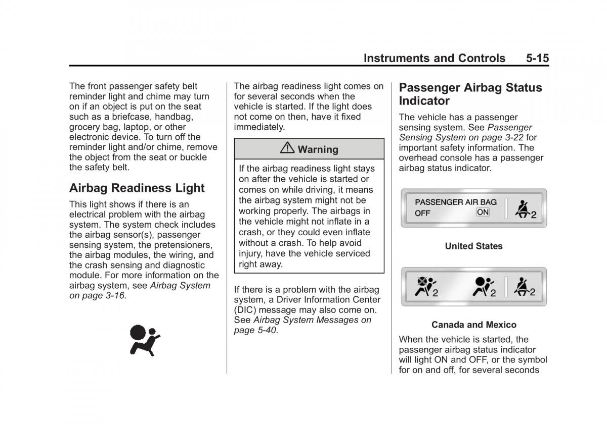 Chevrolet Camaro V 5 owners manual / page 120