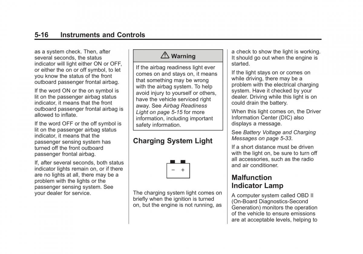 Chevrolet Camaro V 5 owners manual / page 121