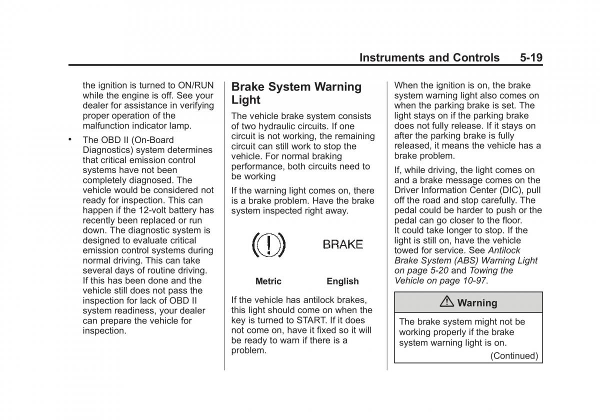 Chevrolet Camaro V 5 owners manual / page 124