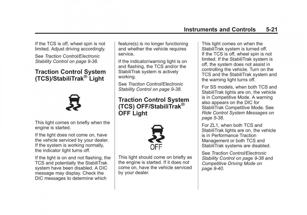 Chevrolet Camaro V 5 owners manual / page 126