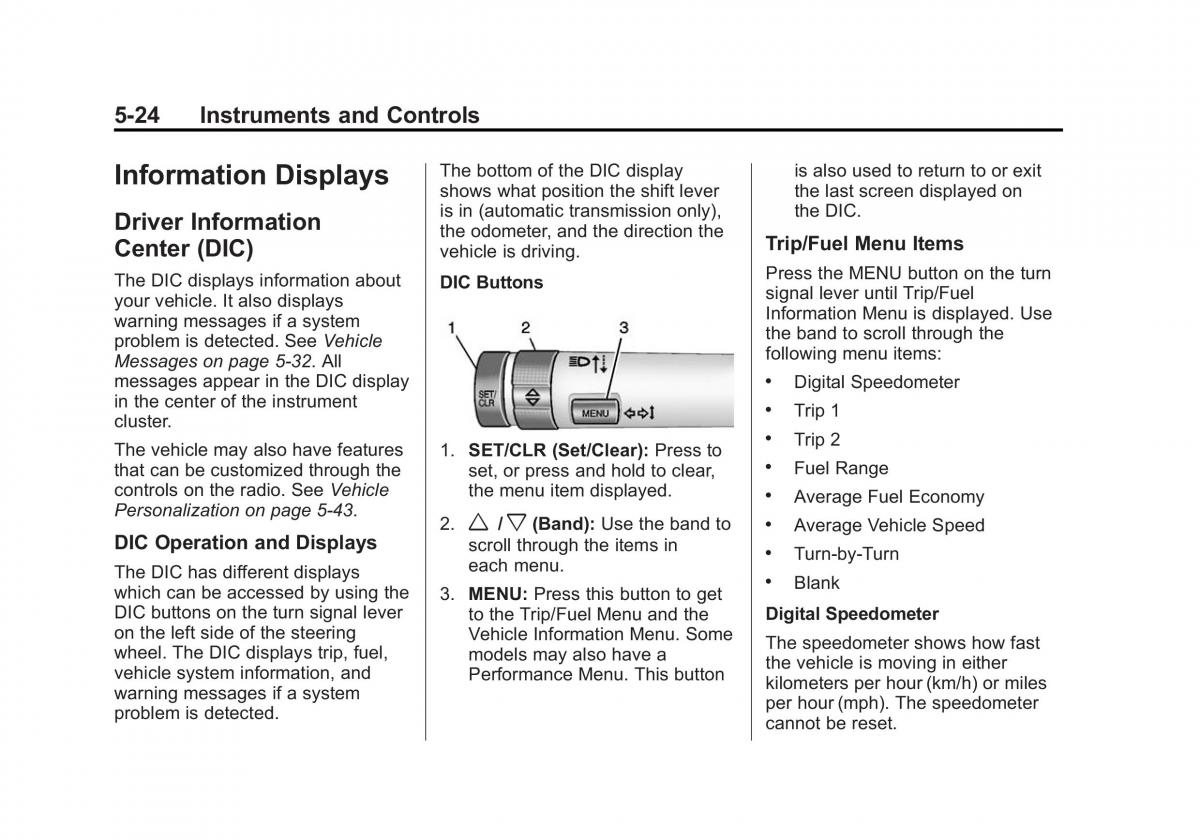 Chevrolet Camaro V 5 owners manual / page 129