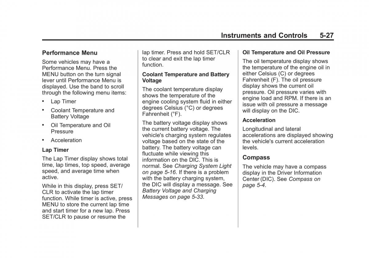 Chevrolet Camaro V 5 owners manual / page 132