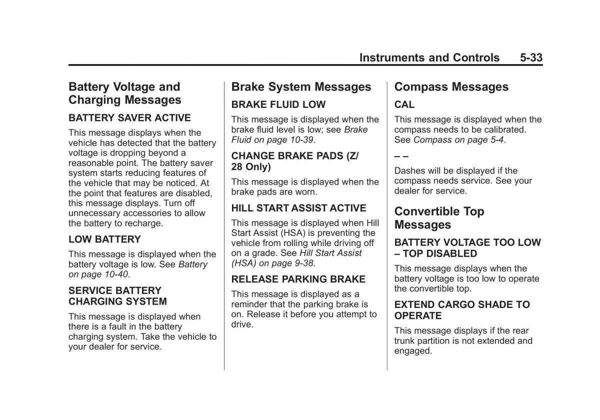 Chevrolet Camaro V 5 owners manual / page 138