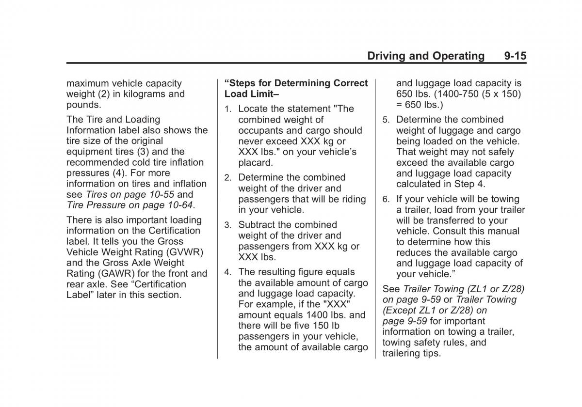 Chevrolet Camaro V 5 owners manual / page 216