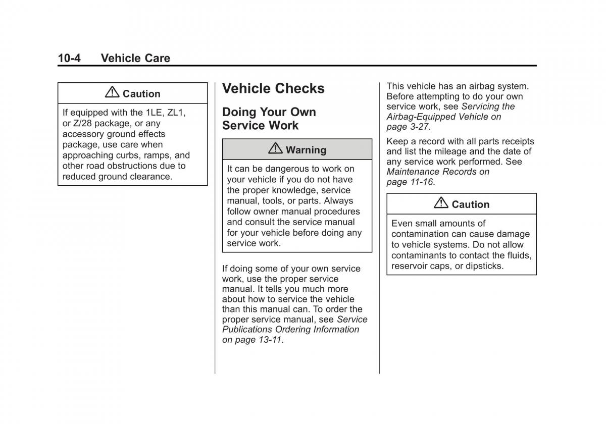 Chevrolet Camaro V 5 owners manual / page 267