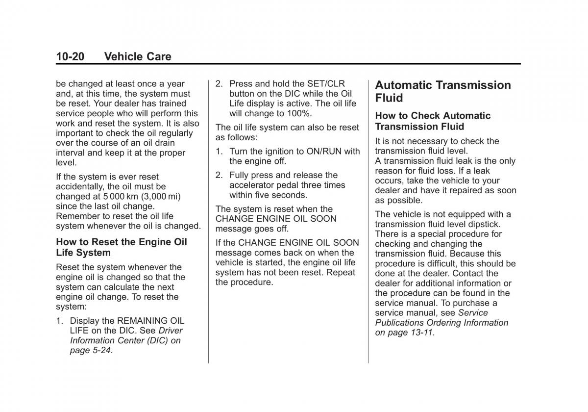 Chevrolet Camaro V 5 owners manual / page 283