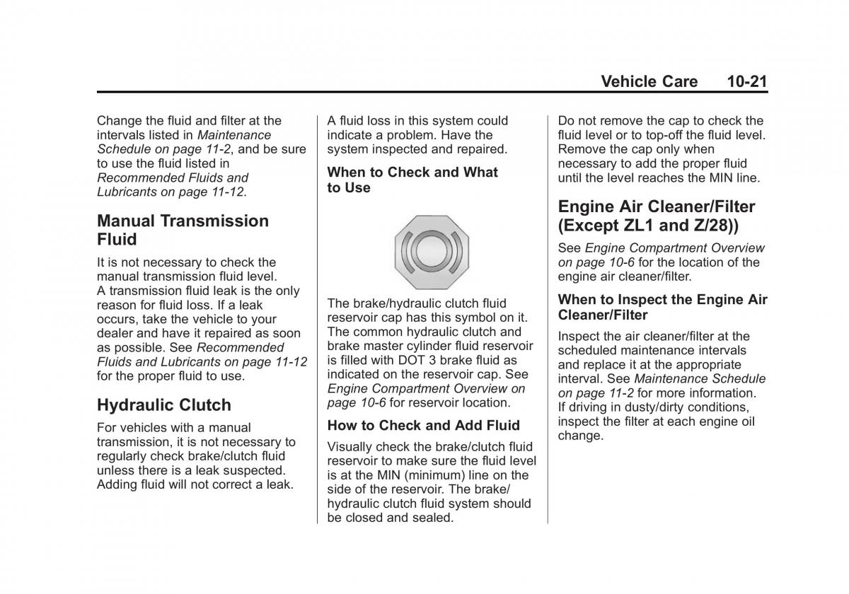 Chevrolet Camaro V 5 owners manual / page 284