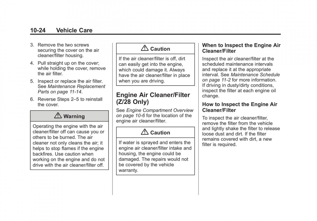 Chevrolet Camaro V 5 owners manual / page 287