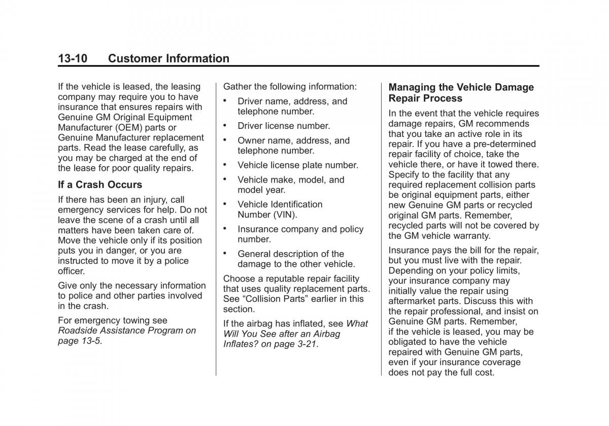 Chevrolet Camaro V 5 owners manual / page 403