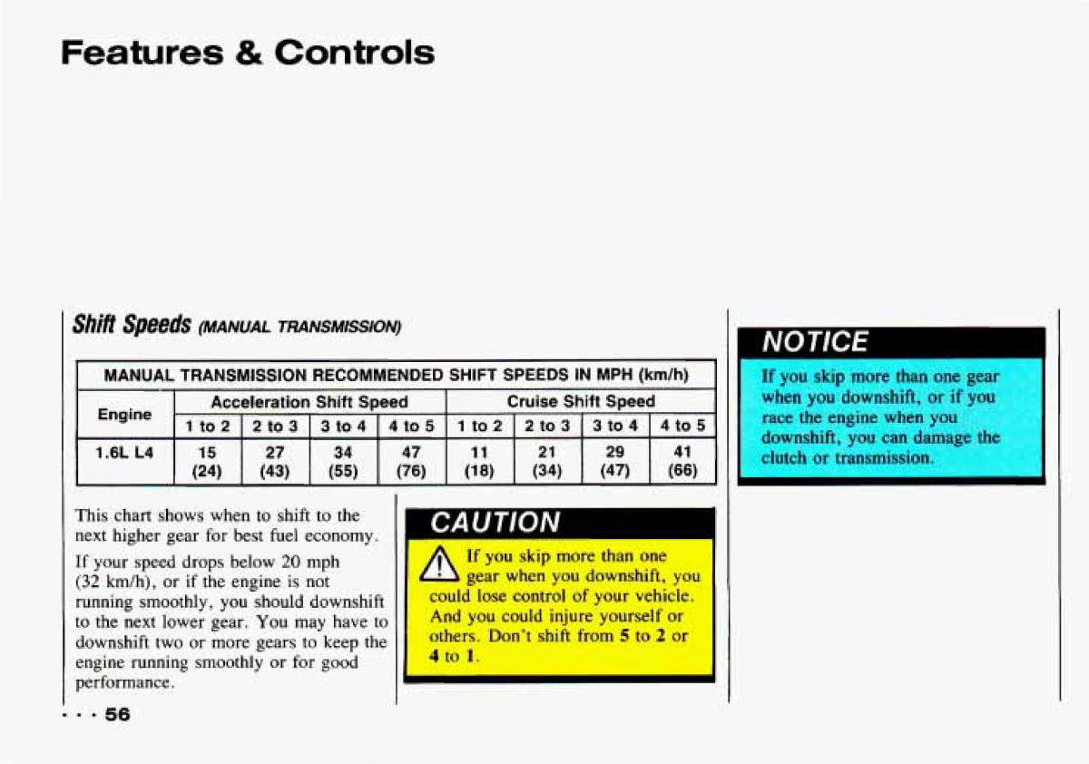 Chevrolet Tracker owners manual / page 58