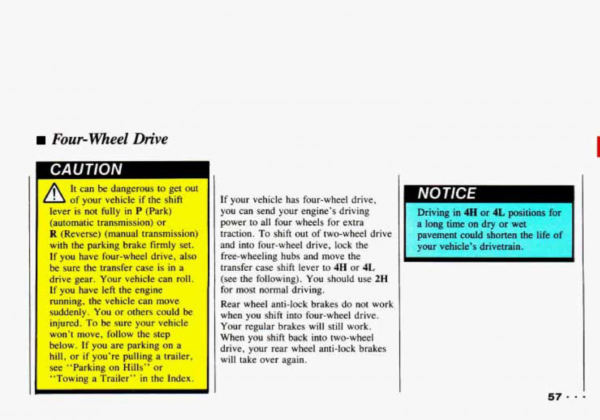 Chevrolet Tracker owners manual / page 59