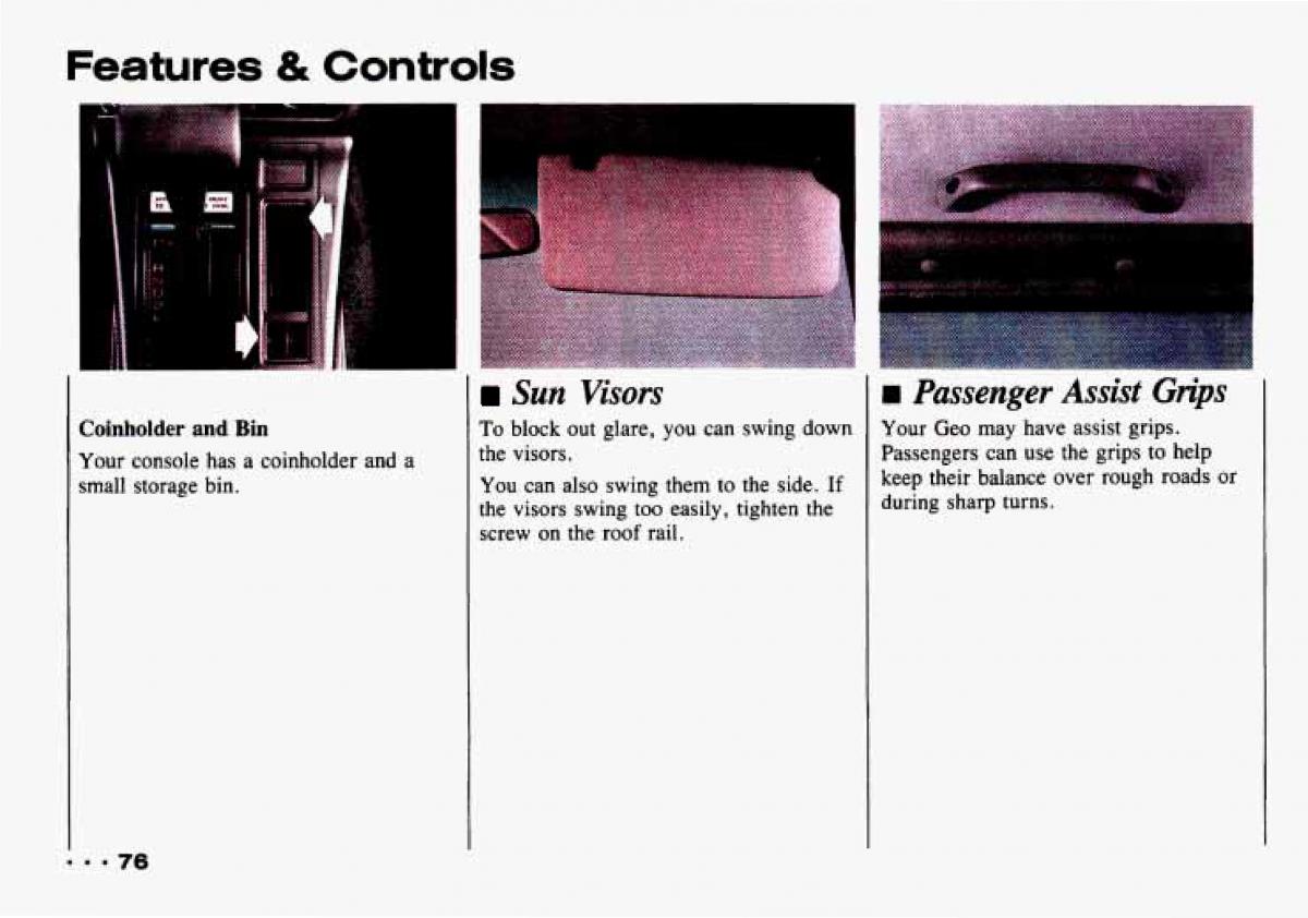 Chevrolet Tracker owners manual / page 78