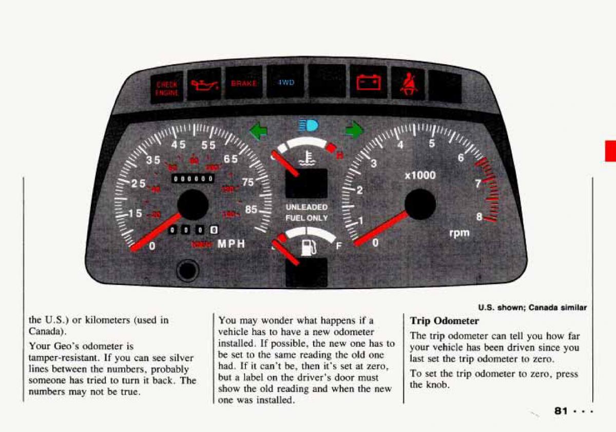 Chevrolet Tracker owners manual / page 83