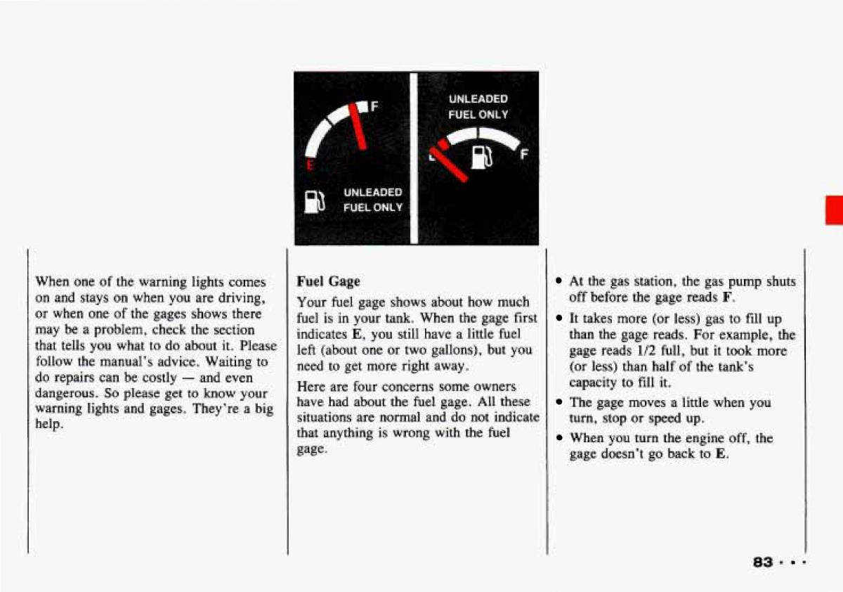 Chevrolet Tracker owners manual / page 85